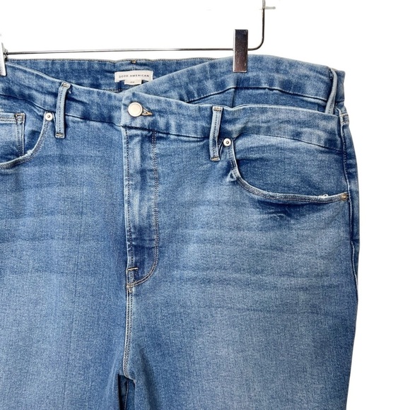 Good American Indigo Classic Slim V Cross Front Women’s High Waist Jeans Sz 22 - Picture 3 of 12